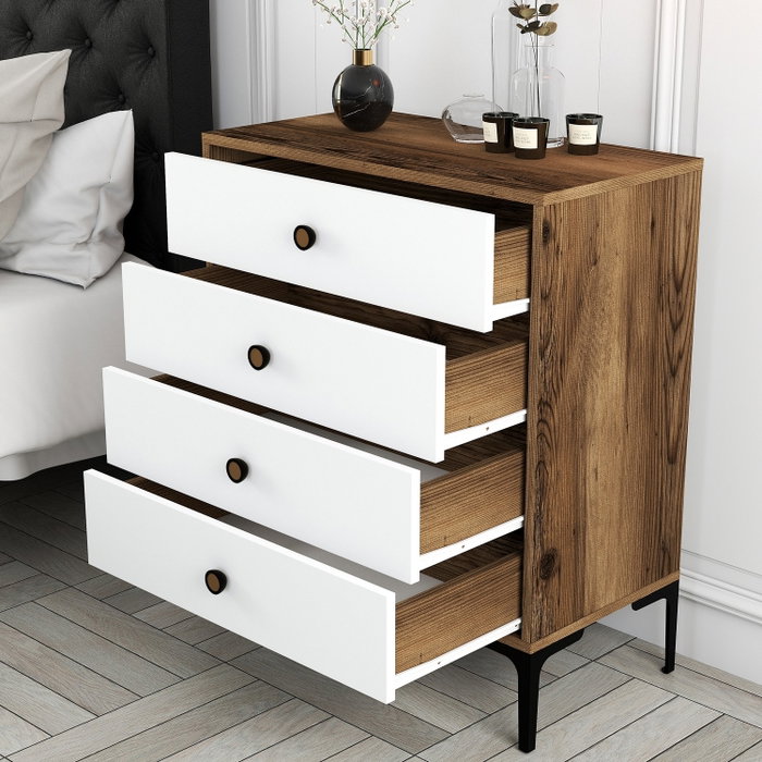 Hanah Home Lizbon 537 Cómoda Nogal y Blanco Hanah Home Lizbon 537 Cómoda Nogal y Blanco